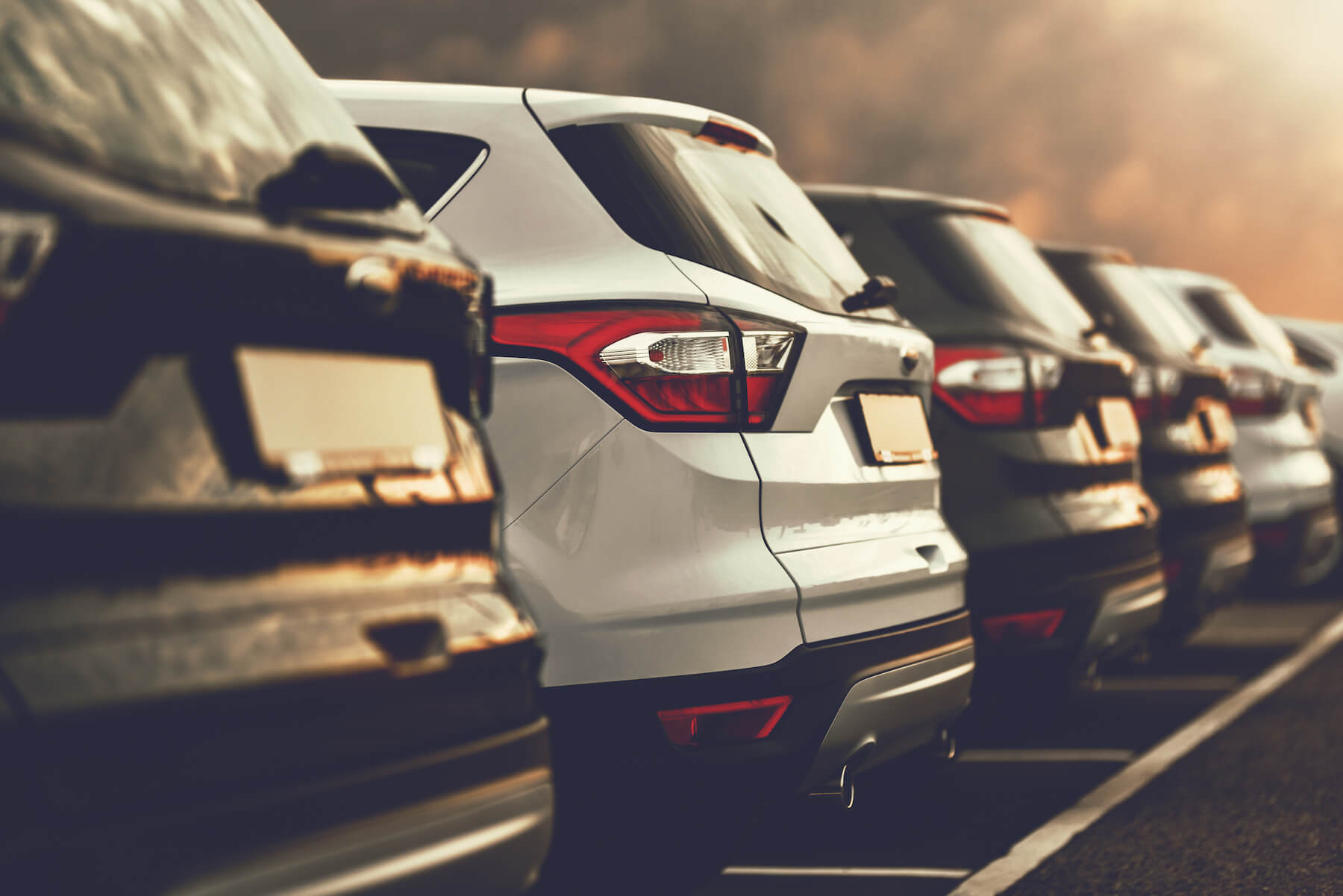 close up of the back of SUV cars